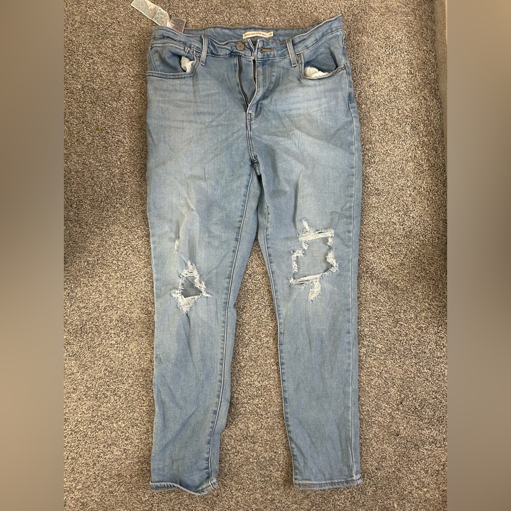 Levi Light Blue Distressed Women Jeans